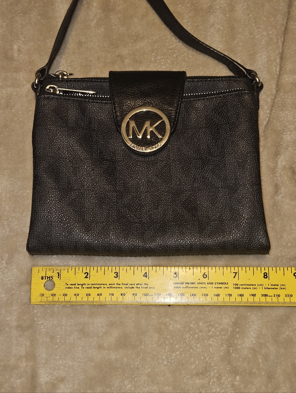 Small Michael Kors Black Leather Crossbody with Silver Logo Accent - Picture 14 of 16